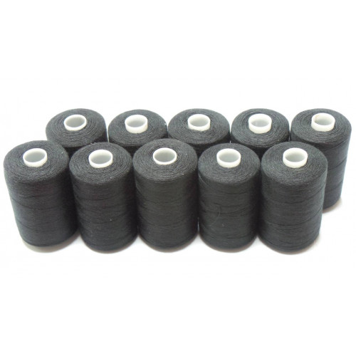 Tysew Black Sewing Machine Polyester Thread 10 x 1000M