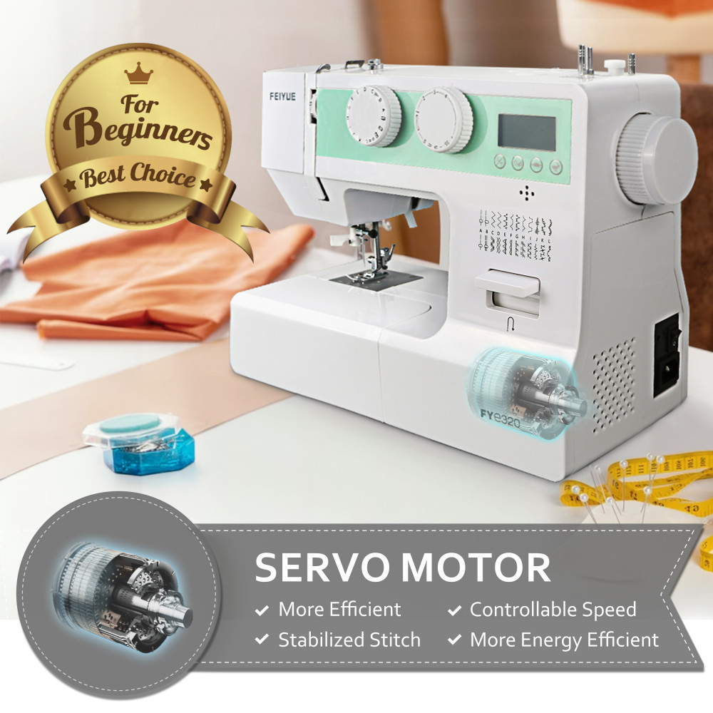 Feiyue FYe320 Computerised Sewing Machine (White/Green)