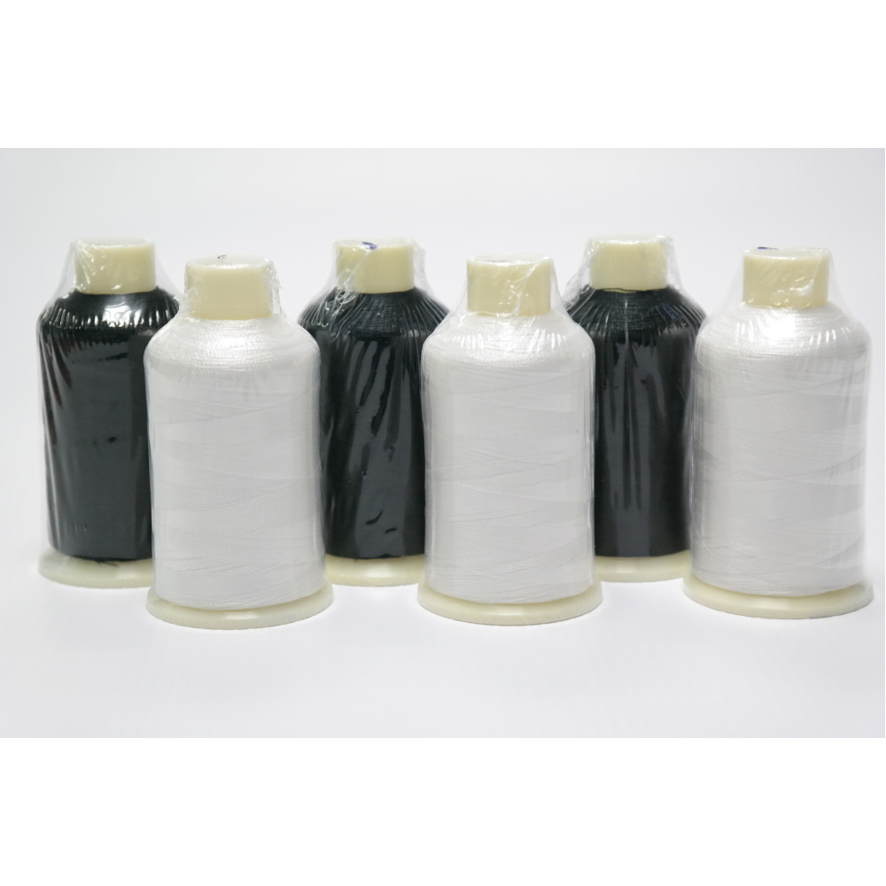 Tysew Black/White Emb. Sewing Machine Thread Set 6x1000M