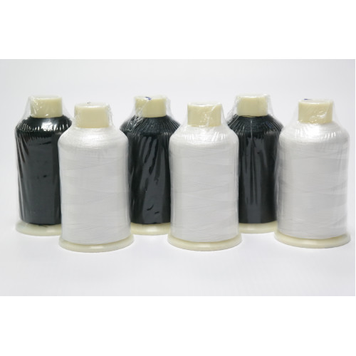Tysew Black/White Emb. Sewing Machine Thread Set 6x1000M