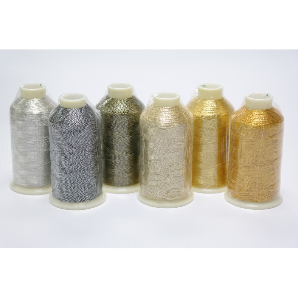 Tysew Gold/Silvers Emb. Sewing Machine Thread Set 6x1000M