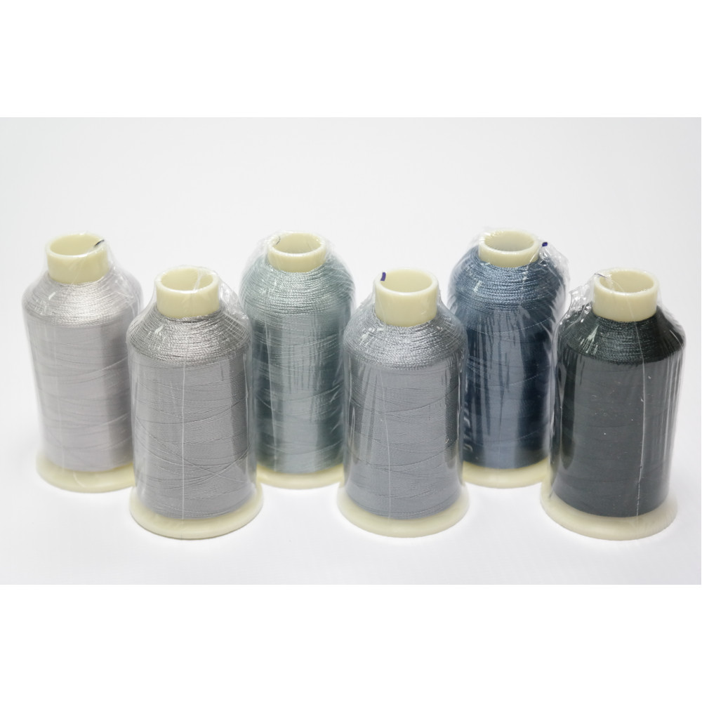 Tysew Greys Embroidery Sewing Machine Thread Set 6x1000M