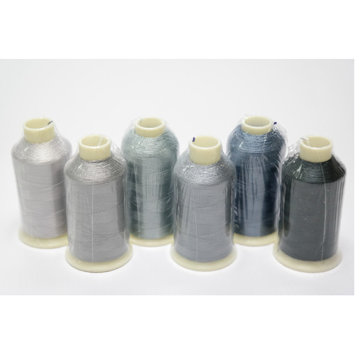 Tysew Greys Embroidery Sewing Machine Thread Set 6x1000M